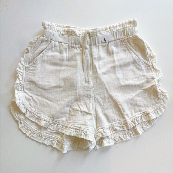 Hello Nite Ruffle Edge Cotton Short CREAM - M - Picture 1 of 5